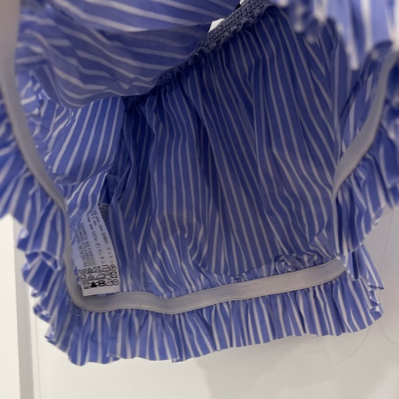 NEW Zara Stripped Blue Striped Strapless Blouse - Picture 5 of 11